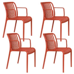Housecraft Living Mante Tuinstoelen Terra/ Rood - Set Van 4