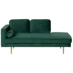 MIRAMAS - Chaise Longue - Smaragdgroen - Linkerzijde - Fluweel