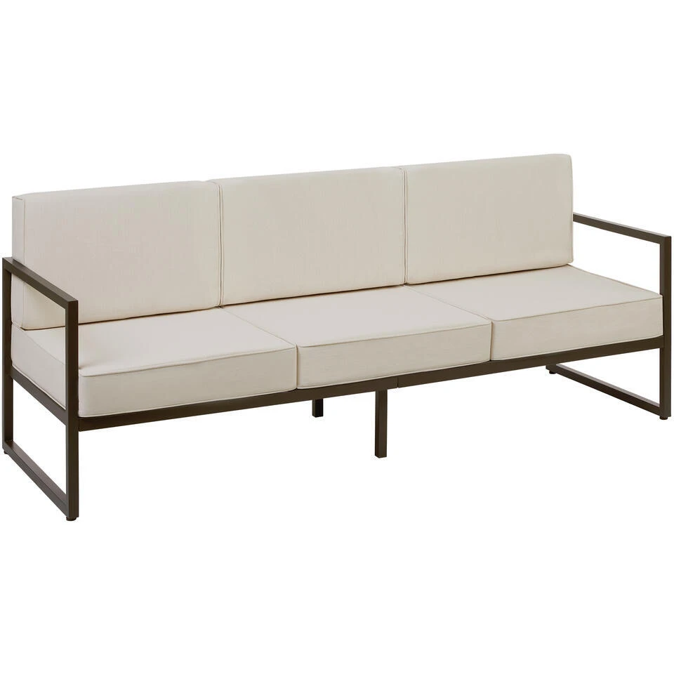 Tectake - Tuin-loungebank Comosa, 3-zits, XXL Kussens, Bruin / Beige 3 Tectake - Tuin-loungebank Comosa, 3-zits, XXL Kussens, Bruin / Beige