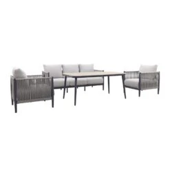 GI Diamo Stoel/bank Lounge-diningset (4-delig) - Carbon Black/Zand