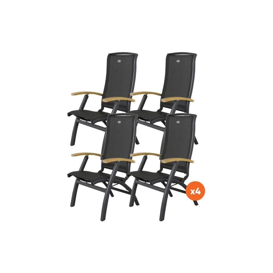 Set Van 4 - Hartman Da Vinci Verstelbare Stoel - Teak 3 Set Van 4 - Hartman Da Vinci Verstelbare Stoel - Teak