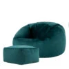 Icon Zitzak En Poef Kingston - Fluwelen Zitzak - Blauwgroen -Meubelpromotie 1000161249