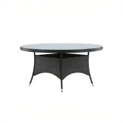Fjôrd Eettafel Grijs Wicker/Glas - Ø90x74cm - Volta