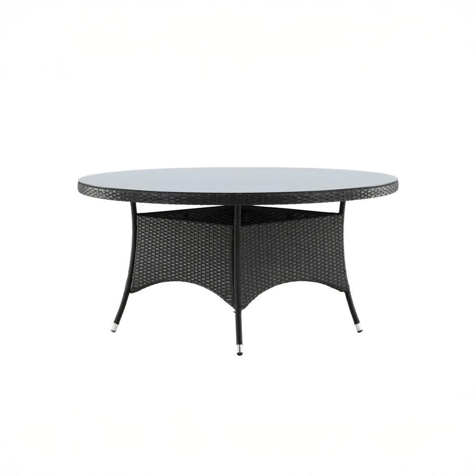 Fjôrd Eettafel Grijs Wicker/Glas - Ø90x74cm - Volta 3 Fjôrd Eettafel Grijs Wicker/Glas - Ø90x74cm - Volta