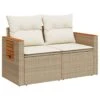 VidaXL - Tuinbank 2-zits - Beige - Poly Rattan - Met Kussens -Meubelpromotie 1000162537