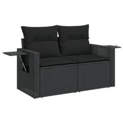 VidaXL - Tuinbank 2-zits - Zwart - Poly Rattan - Met Kussens