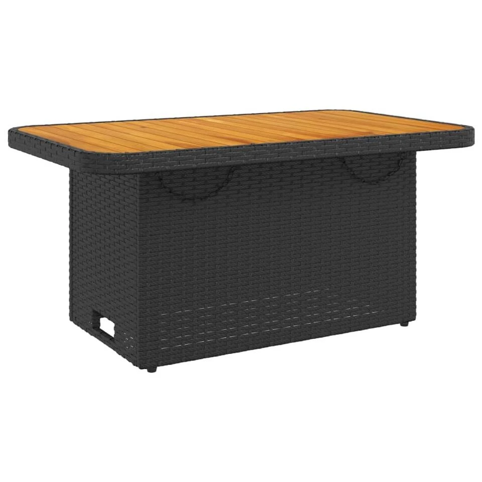 VidaXL - Tuintafel - Zwart - Poly Rattan En Hout - 90 X 55 X 71 Cm 3 VidaXL - Tuintafel - Zwart - Poly Rattan En Hout - 90 X 55 X 71 Cm