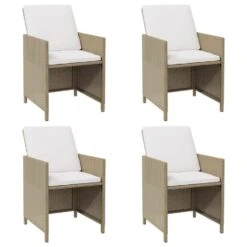 VidaXL - Tuinstoelen - Beige - 4 Stuks - Met Kussens 13 VidaXL - Tuinstoelen - Beige - 4 Stuks - Met Kussens -Meubelpromotie 1000163205