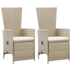 VidaXL - Tuinstoelen - Beige - Poly Rattan - 2 Stuks - Met Kussens