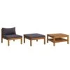VidaXL - Loungebank - Grijs - Acaciahout - 3 Stuks - Met Kussens