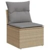 VidaXL - Tuinbank Zonder Armleuning - Beige - Poly Rattan - Met Kussens 2 VidaXL - Tuinbank Zonder Armleuning - Beige - Poly Rattan - Met Kussens -Meubelpromotie 1000163295