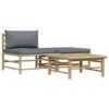 VidaXL - Loungeset - Donkergrijze - Bamboe - 3 Stuks - Met Kussens -Meubelpromotie 1000163298