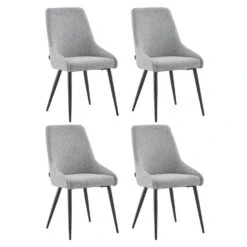 Eetkamerstoelen Set Van 4 - Oscar - Taupe - Stof