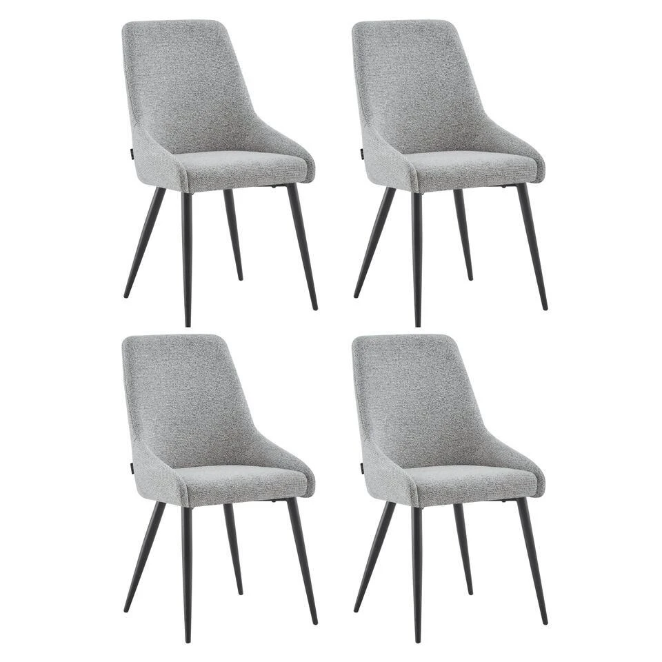 Eetkamerstoelen Set Van 4 - Oscar - Taupe - Stof 3 Eetkamerstoelen Set Van 4 - Oscar - Taupe - Stof