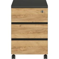 Ladeblok Miguel Met 3 Lades - Antraciet/eik