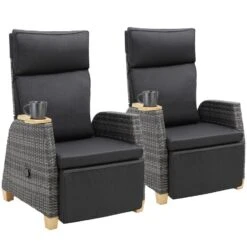 Tectake Wicker Fauteuil Pescara Met Aluminium Frame, Rugleuning Verstelbaar