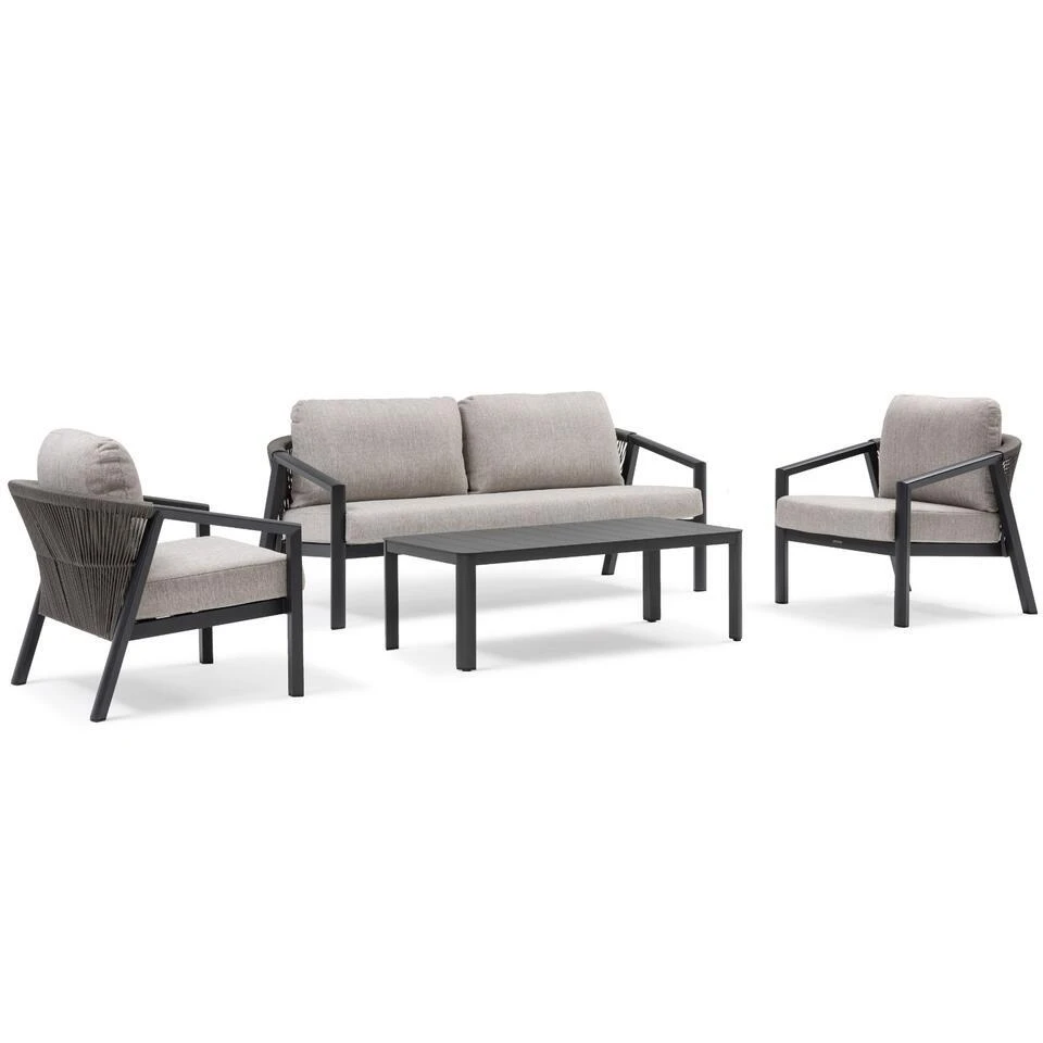 Stoel En Bank Loungeset 5 Personen Aluminium Grijs Lifestyle Garden Furniture 3 Stoel En Bank Loungeset 5 Personen Aluminium Grijs Lifestyle Garden Furniture