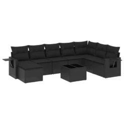 VidaXL - Loungeset - Zwart - Poly Rattan - 9 Stuks - Met Kussens