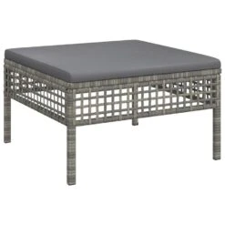 VidaXL - Tuinvoetenbank - Grijs - Poly Rattan - Met Kussens