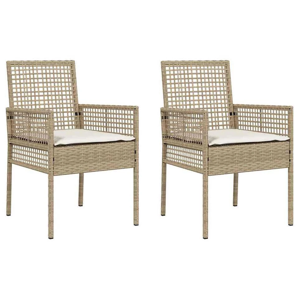VidaXL - Tuinstoel - Beige - Poly Rattan - 53 X 60 X 85cm 3 VidaXL - Tuinstoel - Beige - Poly Rattan - 53 X 60 X 85cm