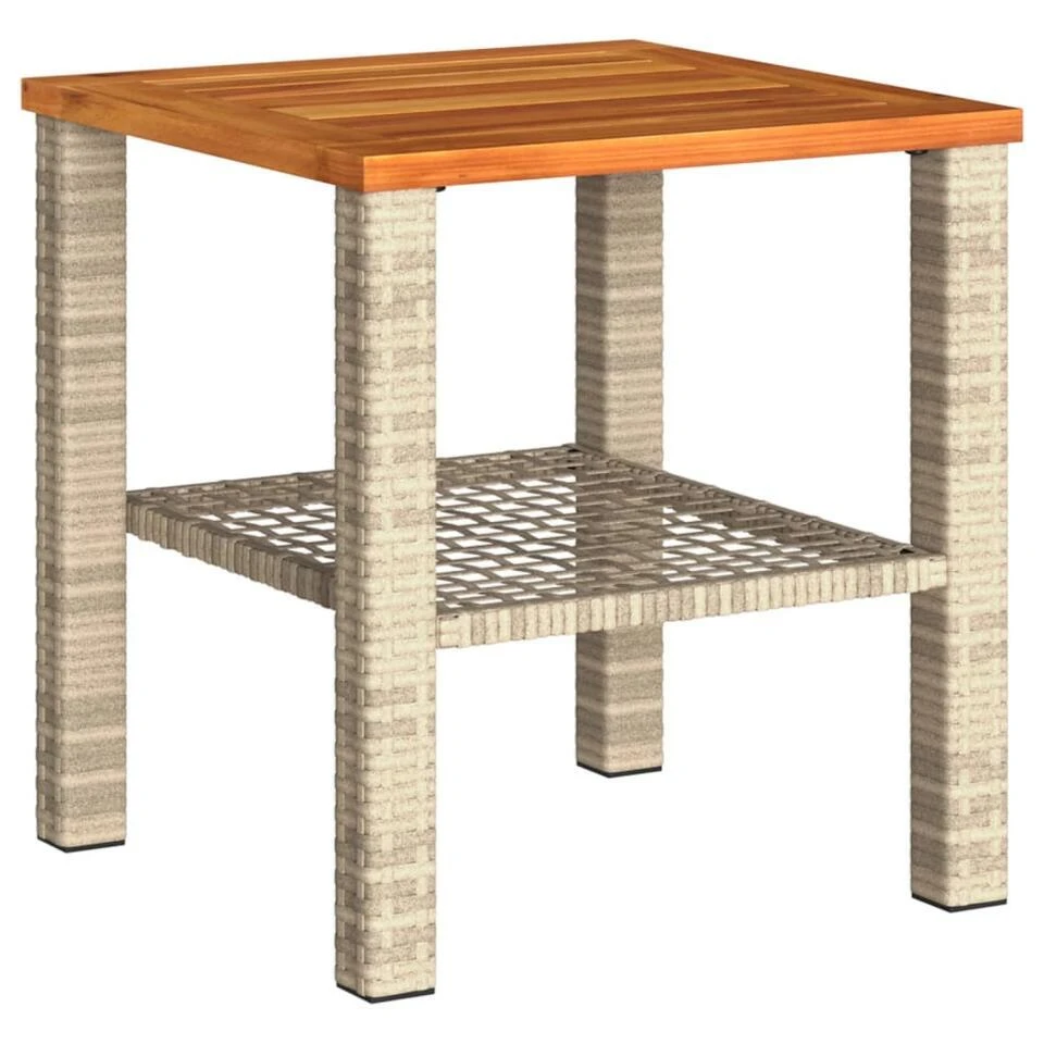 VidaXL - Loungetafel Met Opbergruimte - Beige - Poly Rattan En Hout - 40x40x42cm 3 VidaXL - Loungetafel Met Opbergruimte - Beige - Poly Rattan En Hout - 40x40x42cm