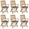 VidaXL - Tuinstoelen Met Kussens - Inklapbaar - Grijs - Acaciahout - 6 Stuks