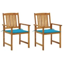 VidaXL - Tuinstoelen Met Kussens - Blauw - Massief Acaciahout - 2 Stuks