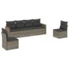 VidaXL 6-delige Loungeset Met Kussens En Hout Armsteun - Grijs - Poly Rattan -Meubelpromotie 1000172902