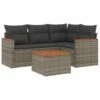 VidaXL Loungeset Met Kussens - Hout Armsteun & Salontafel - Grijs - 5 Stuks