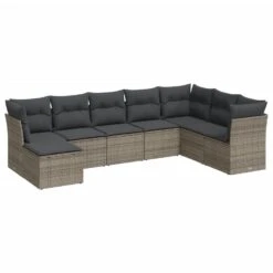 VidaXL 8-delige Loungeset Met Kussens - 8 Personen - Grijs - Poly Rattan