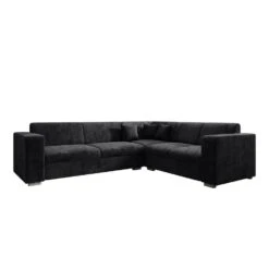 Meubella - Hoekbank Santana - Zwart - Velvet - Rechts