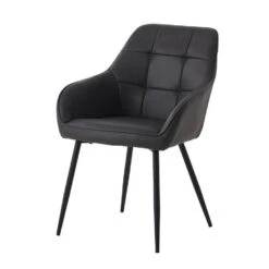 Eetkamerstoel Donkergrijs PU Leer - Nolan - Set Van 2