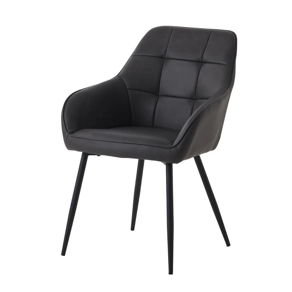 Eetkamerstoel Donkergrijs PU Leer - Nolan - Set Van 2 3 Eetkamerstoel Donkergrijs PU Leer - Nolan - Set Van 2