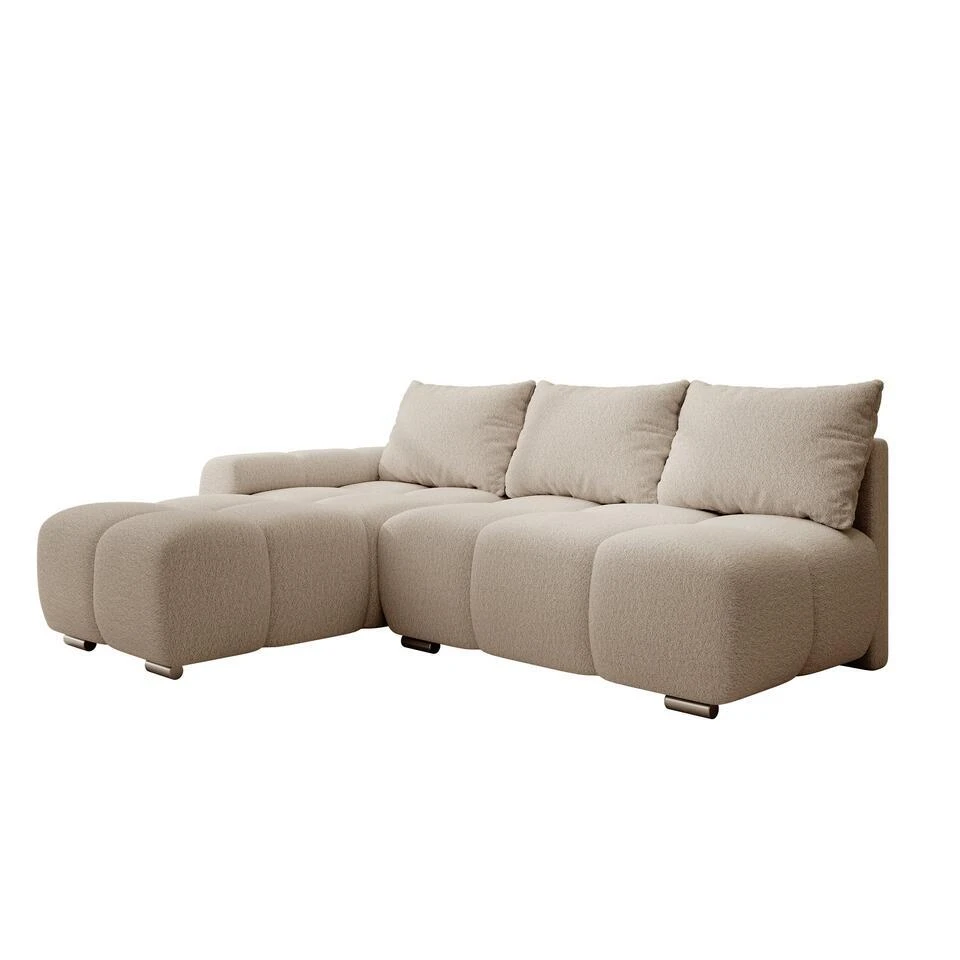 Meubella - Broome - Hoekbank 3-zits - Beige Teddystof - Links 3 Meubella - Broome - Hoekbank 3-zits - Beige Teddystof - Links