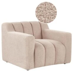 AGERUP - Fauteuil - Beige - Bouclé