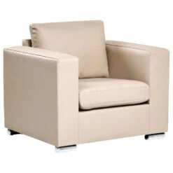 HELSINKI - Fauteuil - Beige - Leer