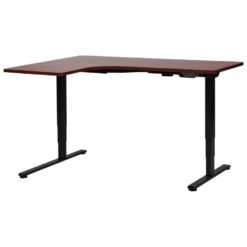 DESTINES - Elektrisch Bureau - Zwart/Donkerhout - Links - Vezelplaat