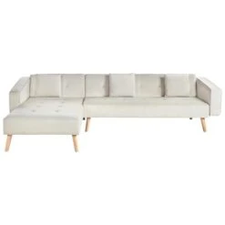 VADSO - Hoekslaapbank - Lichtbeige - Rechterzijde - Fluweel