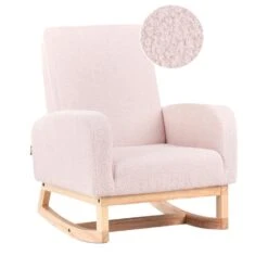 NORBY - Schommelstoel Voor Kinderen - Pastelroze - Bouclé