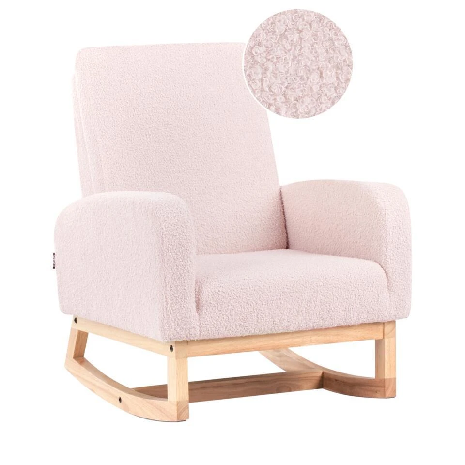 NORBY - Schommelstoel Voor Kinderen - Pastelroze - Bouclé 3 NORBY - Schommelstoel Voor Kinderen - Pastelroze - Bouclé