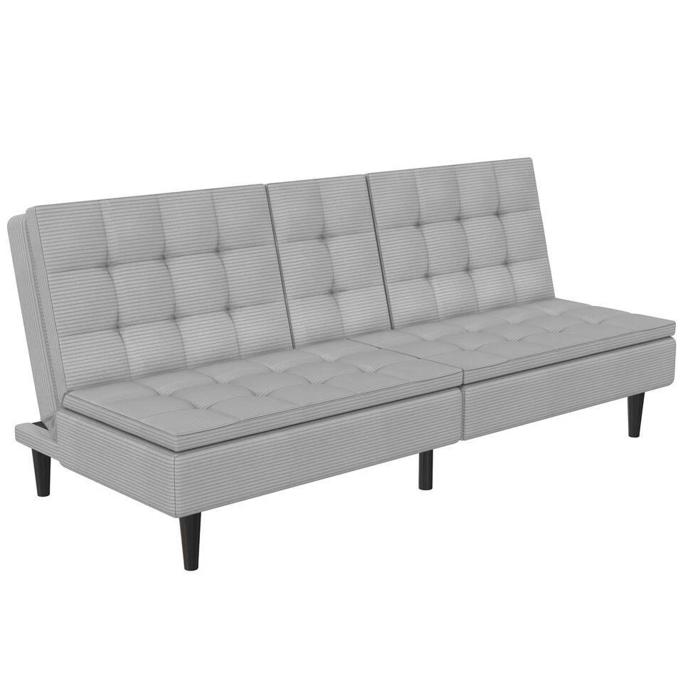 Maine - Slaapbank In Grijze Ribstof 3 Maine - Slaapbank In Grijze Ribstof
