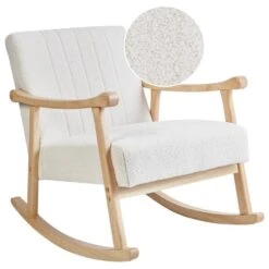 LEKNES - Schommelstoel - Gebroken Wit - Bouclé