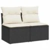 VidaXL Loungebank 2 Zits Met Crème Kussens Poly Rattan - Zwart 110x62x69 Cm 2 VidaXL Loungebank 2 Zits Met Crème Kussens Poly Rattan - Zwart 110x62x69 Cm -Meubelpromotie 1000179584