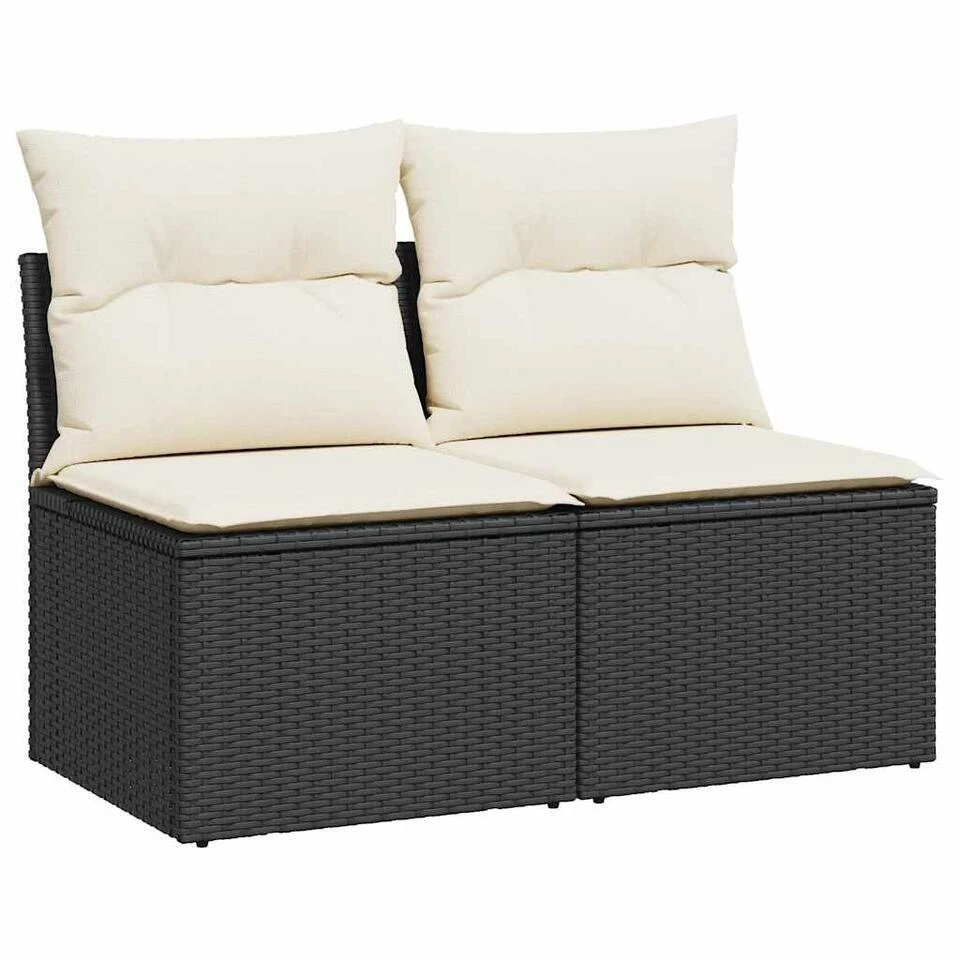 VidaXL Loungebank 2 Zits Met Crème Kussens Poly Rattan - Zwart 110x62x69 Cm 3 VidaXL Loungebank 2 Zits Met Crème Kussens Poly Rattan - Zwart 110x62x69 Cm