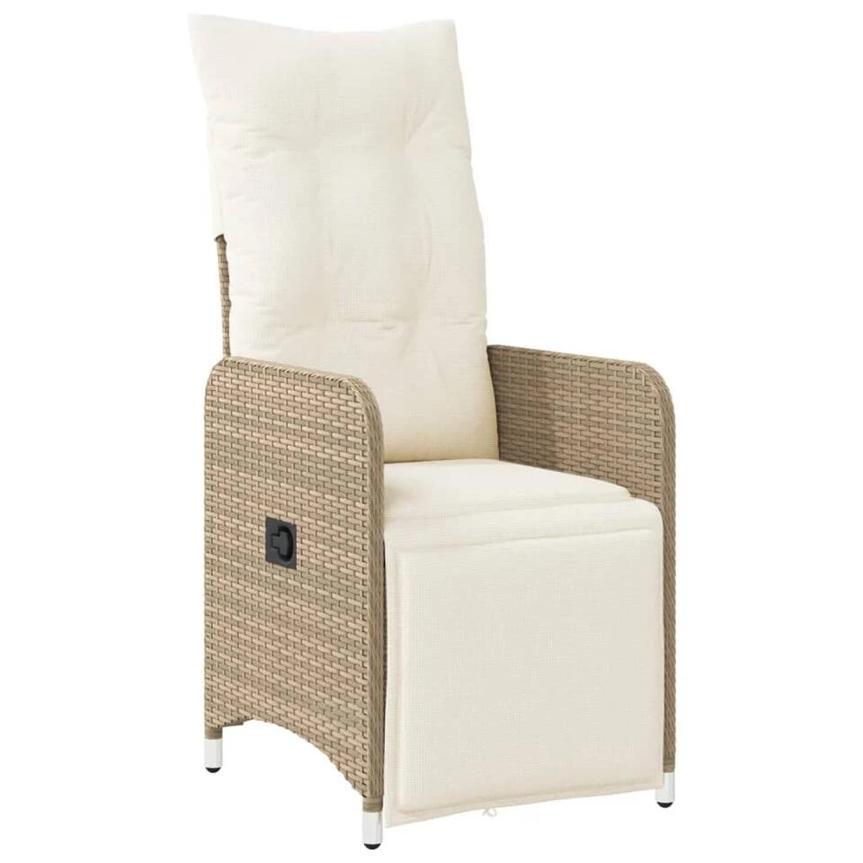 VidaXL - Verstelbare Tuinstoel Met Kussens - Beige - Poly Rattan 3 VidaXL - Verstelbare Tuinstoel Met Kussens - Beige - Poly Rattan