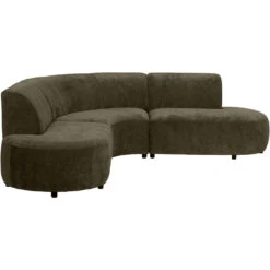 Hoekbank Luna Rond - Stof Rebel - Vergrijsd Groen