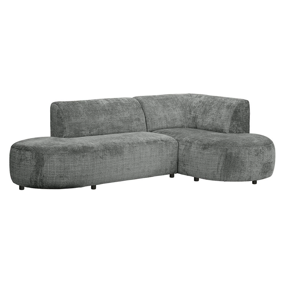 Hoekbank Luna Rechts - Stof Cremona - Grijs 4 Hoekbank Luna Rechts - Stof Cremona - Grijs - Afbeelding 2