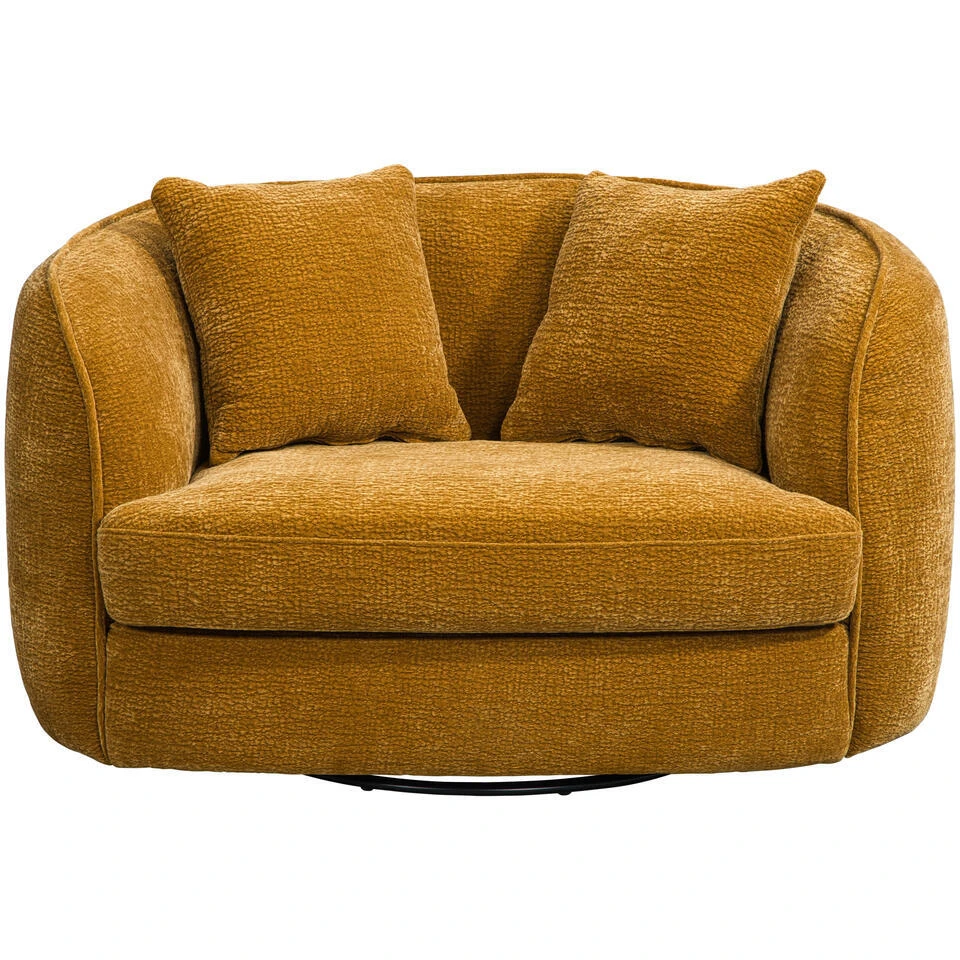 Loveseat Enzio - Stof Elephant - Okergeel 4 Loveseat Enzio - Stof Elephant - Okergeel - Afbeelding 2