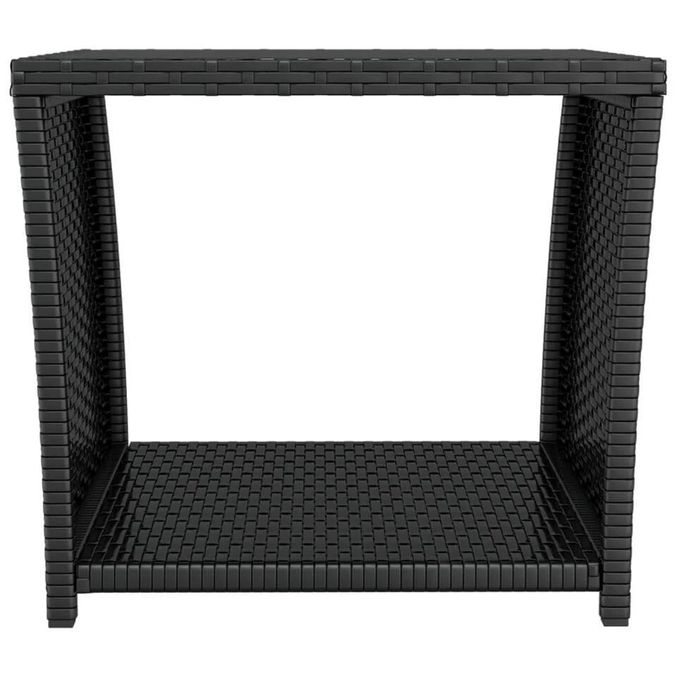 VidaXL - Salontafel Met Glazen Blad - Zwart - Poly Rattan - 45x45x40 Cm 5 VidaXL - Salontafel Met Glazen Blad - Zwart - Poly Rattan - 45x45x40 Cm - Afbeelding 3