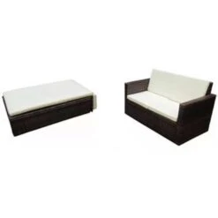 VidaXL 2-delige Loungeset Met Kussens Poly Rattan Bruin 9 VidaXL 2-delige Loungeset Met Kussens Poly Rattan Bruin -Meubelpromotie 1126d3ee4a3744eab20450a13e11d59f